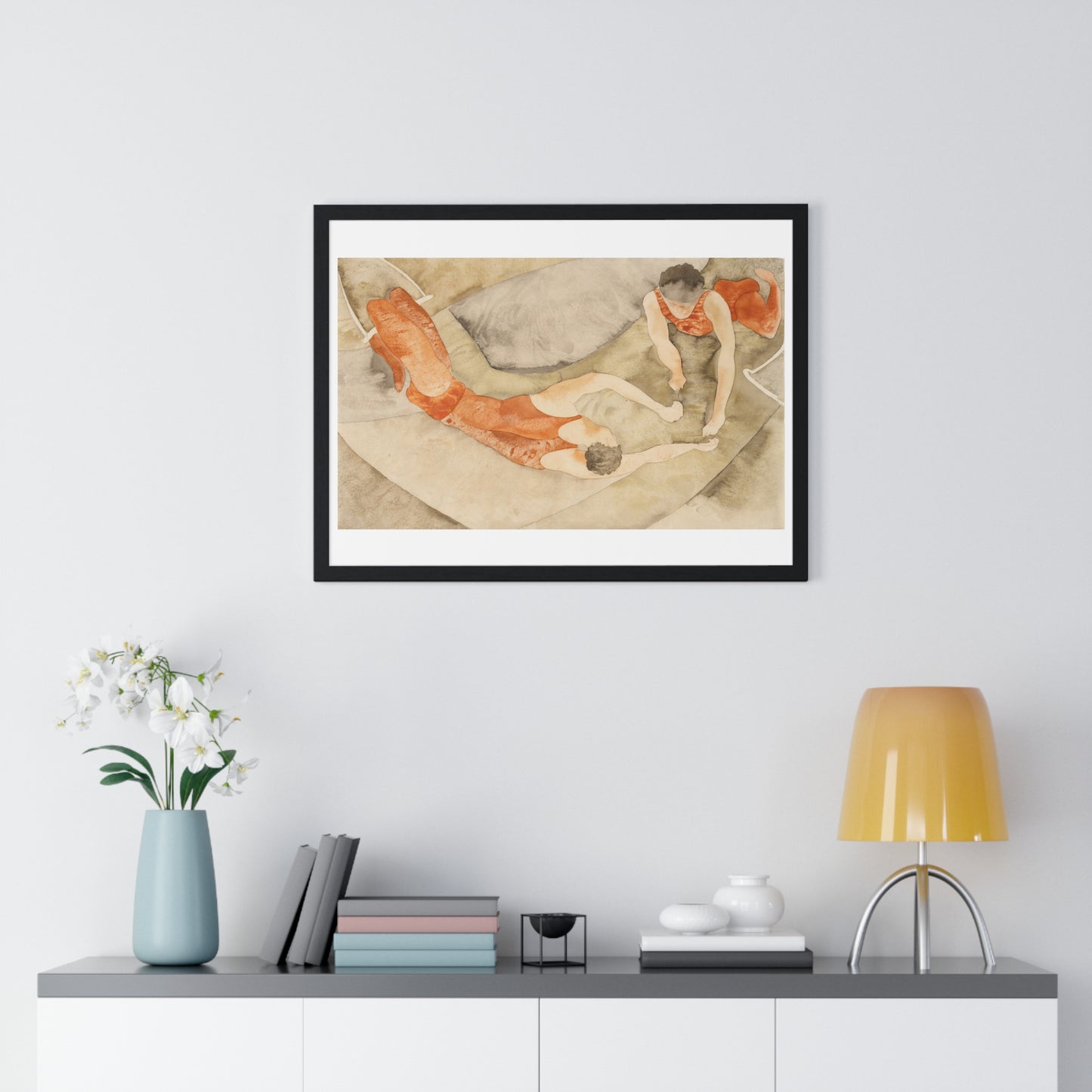 Two Trapeze Performers in Red by Charles Demuth (circa 1917) from the Original, Framed Art Print