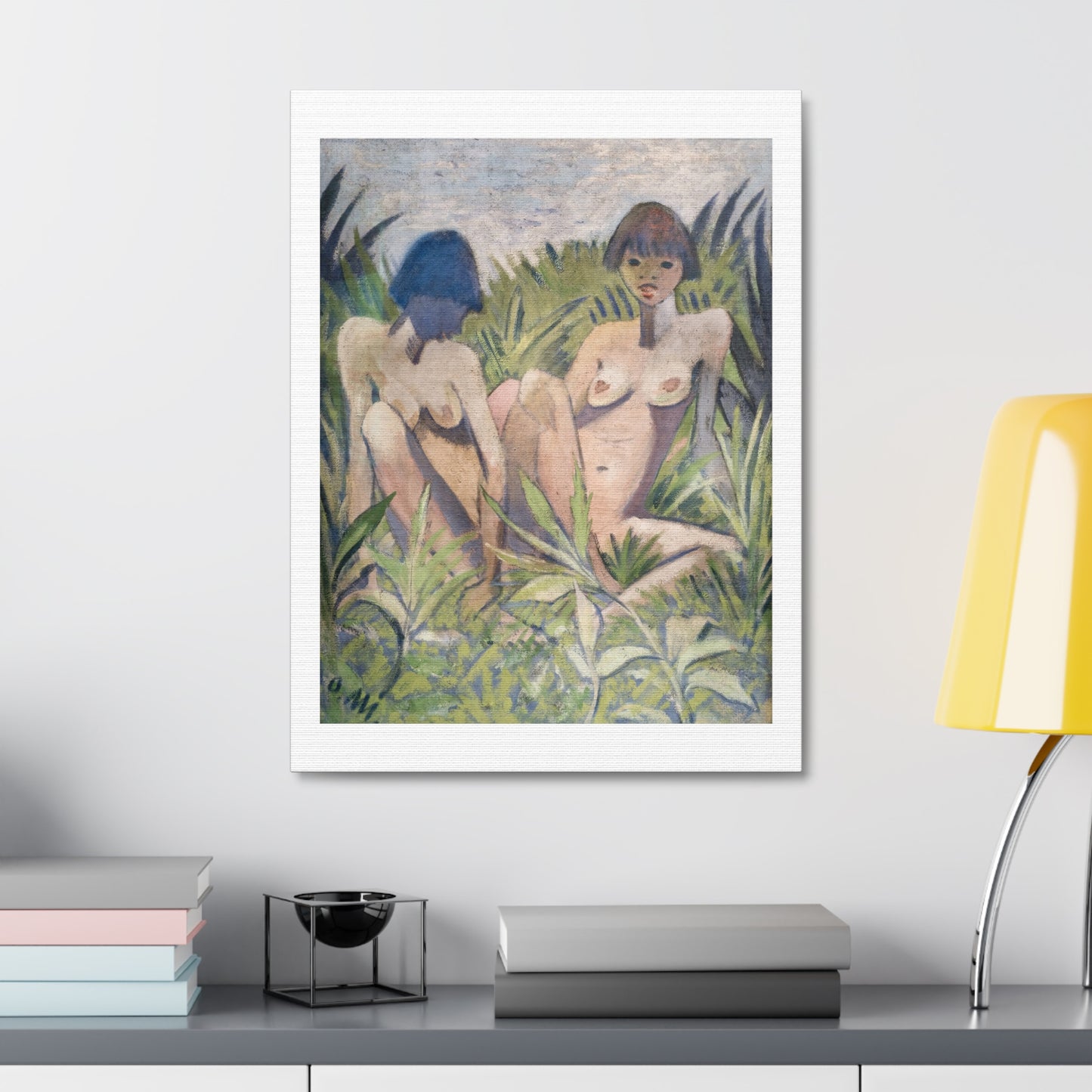 Two Girls in the Reeds, from the Original, Art Print on Canvas