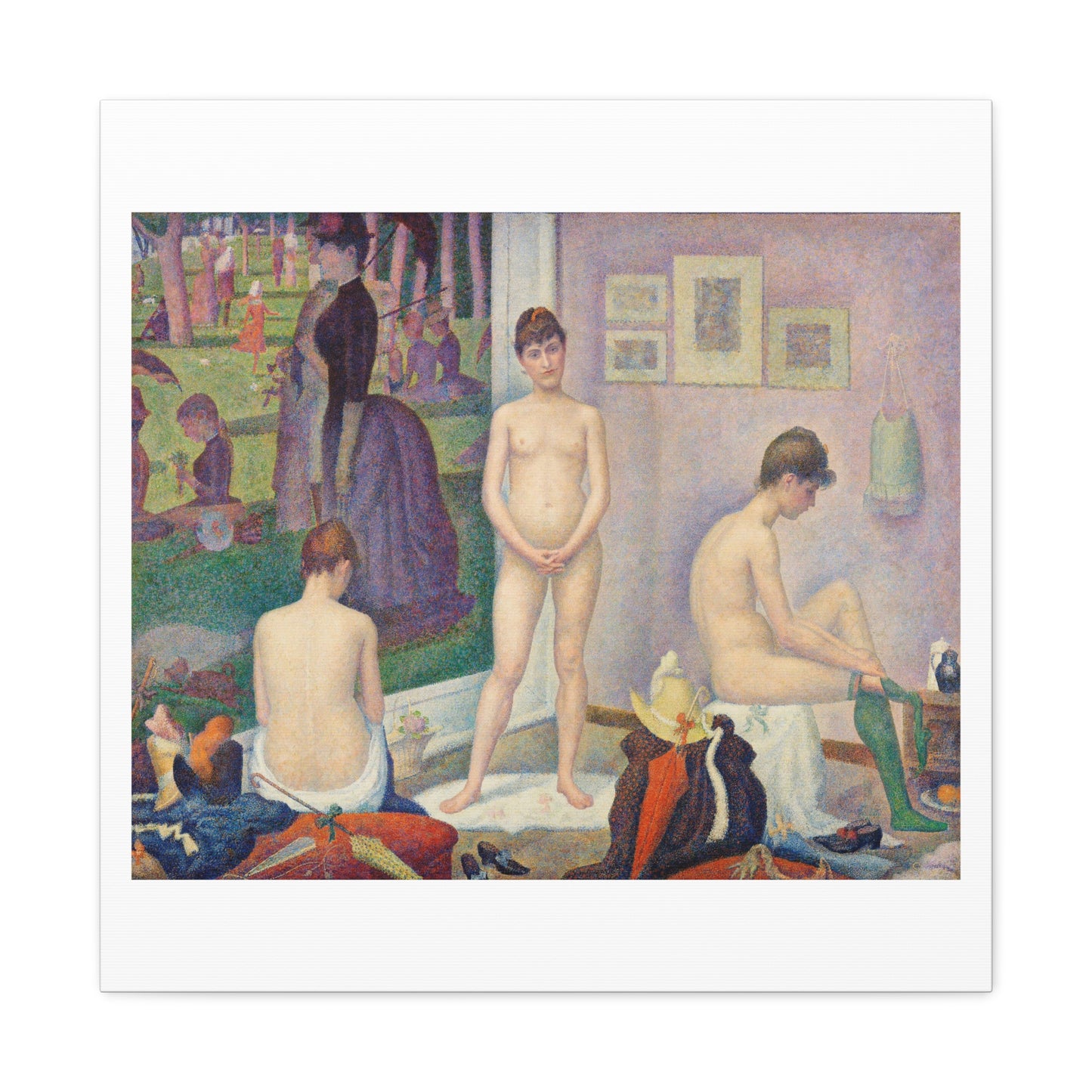 Models 'Poseuses' (1886–1888) by Georges Seurat, Art Print from the Original on Satin Canvas