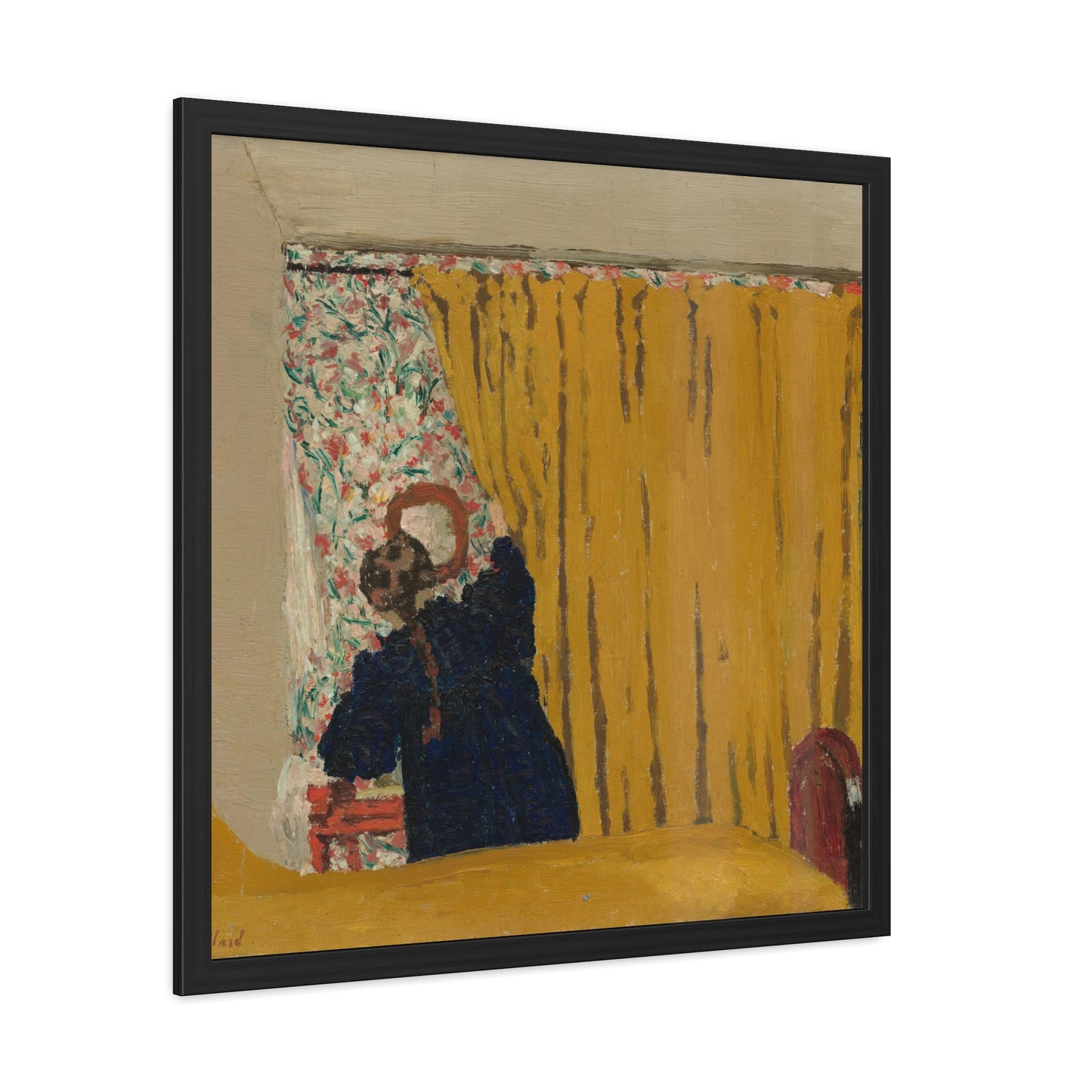 The Yellow Curtain (circa 1893) by Edouard Vuillard from the Original Oil on Canvas, Wooden Framed Print