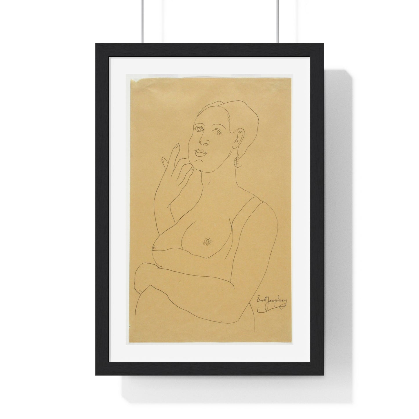 Half-Length Figure of a Woman by Ernst Josephson, from the Original, Framed Art Print