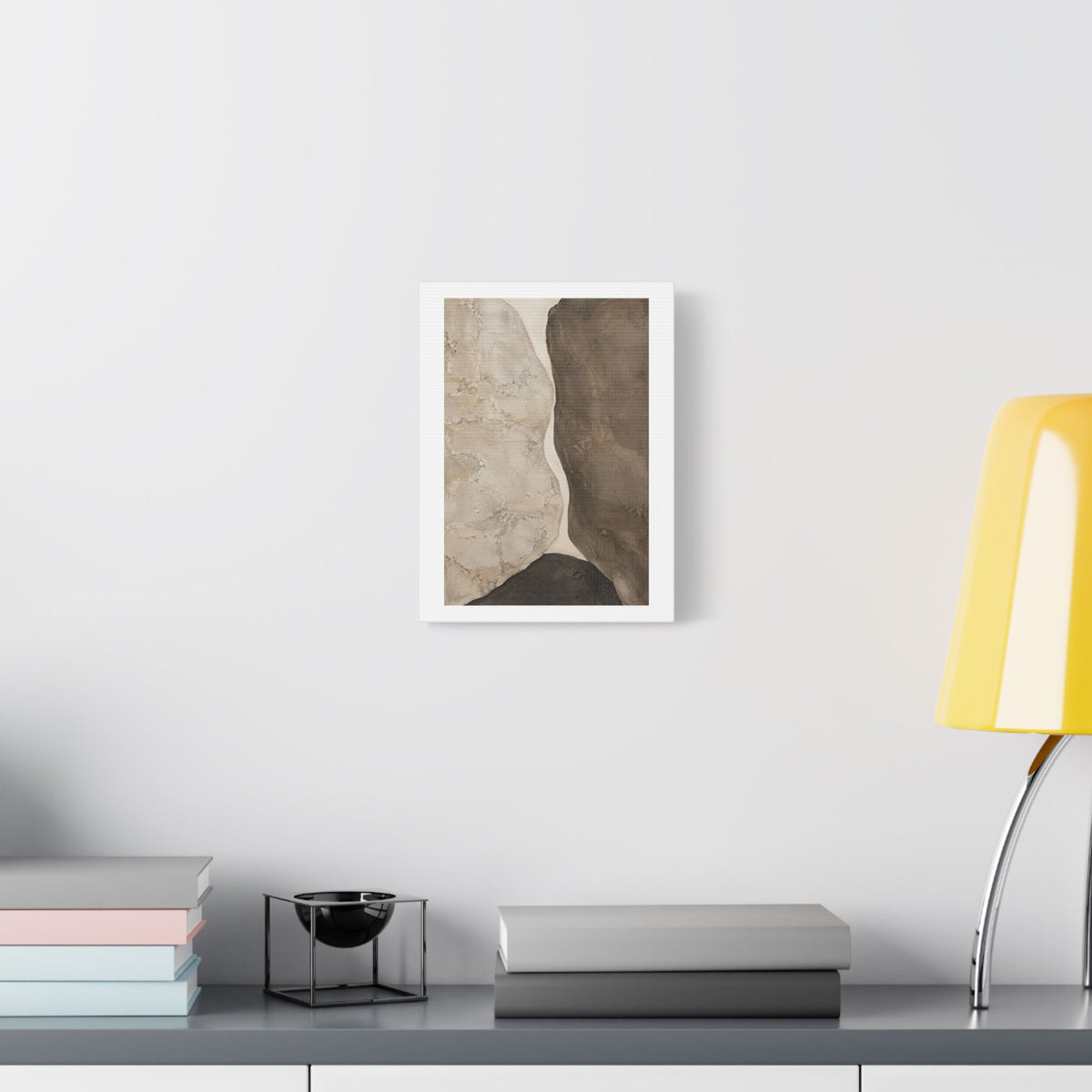Travertine and Taupe Monoliths, Decor Art Print on Satin Canvas, Stretched