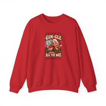 Funny Adult Christmas Jumpers: 'Gin-gle All the Way' Christmas Crewneck
