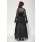Dark in Love Aoife Black Hollow Lace Elastic Pleated-Waist Eyelash Lace Cuff Top