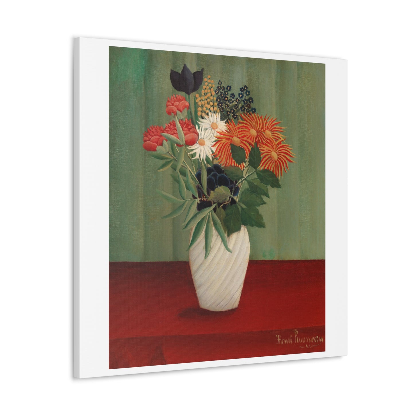 Bouquet of Flowers with China Asters and Tokyos 'Bouquet de Fleurs aux Reines-Marguerites et aux Tokyos' (1910) by Henri Rousseau Canvas Art Print from the Original