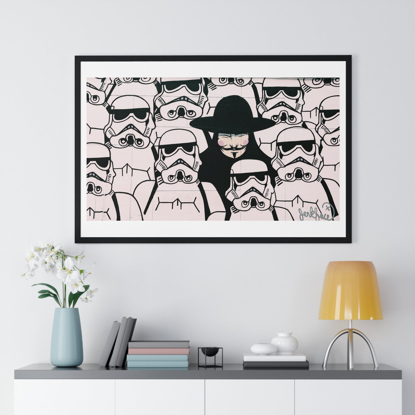 Mural Art: Stormtroopers and Vendetta Character (2017) from the Original, Framed Print