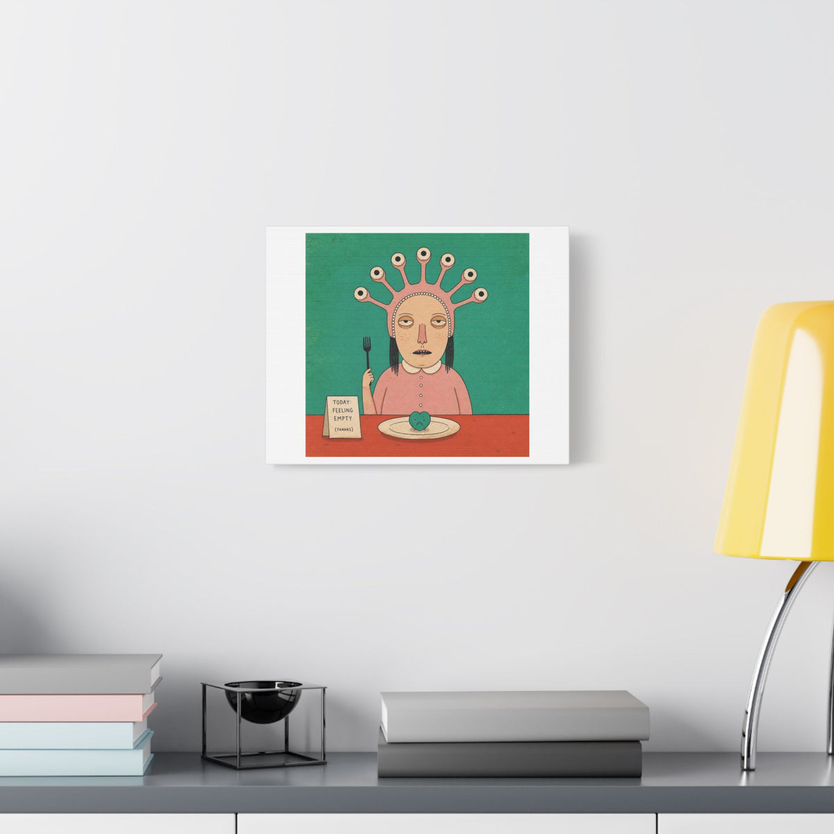Today Feeling Empty, Cartoon Art Print on Canvas