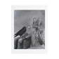 The Woman and the Raven, Retro Art Print on Satin Canvas, Stretched
