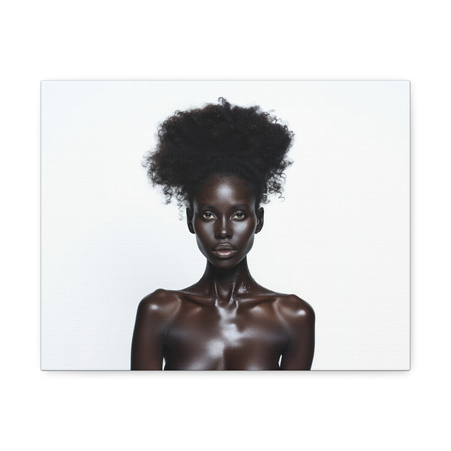 Black is Beautiful Fashion Portrait, Art Print 'Designed by AI', on Satin Canvas