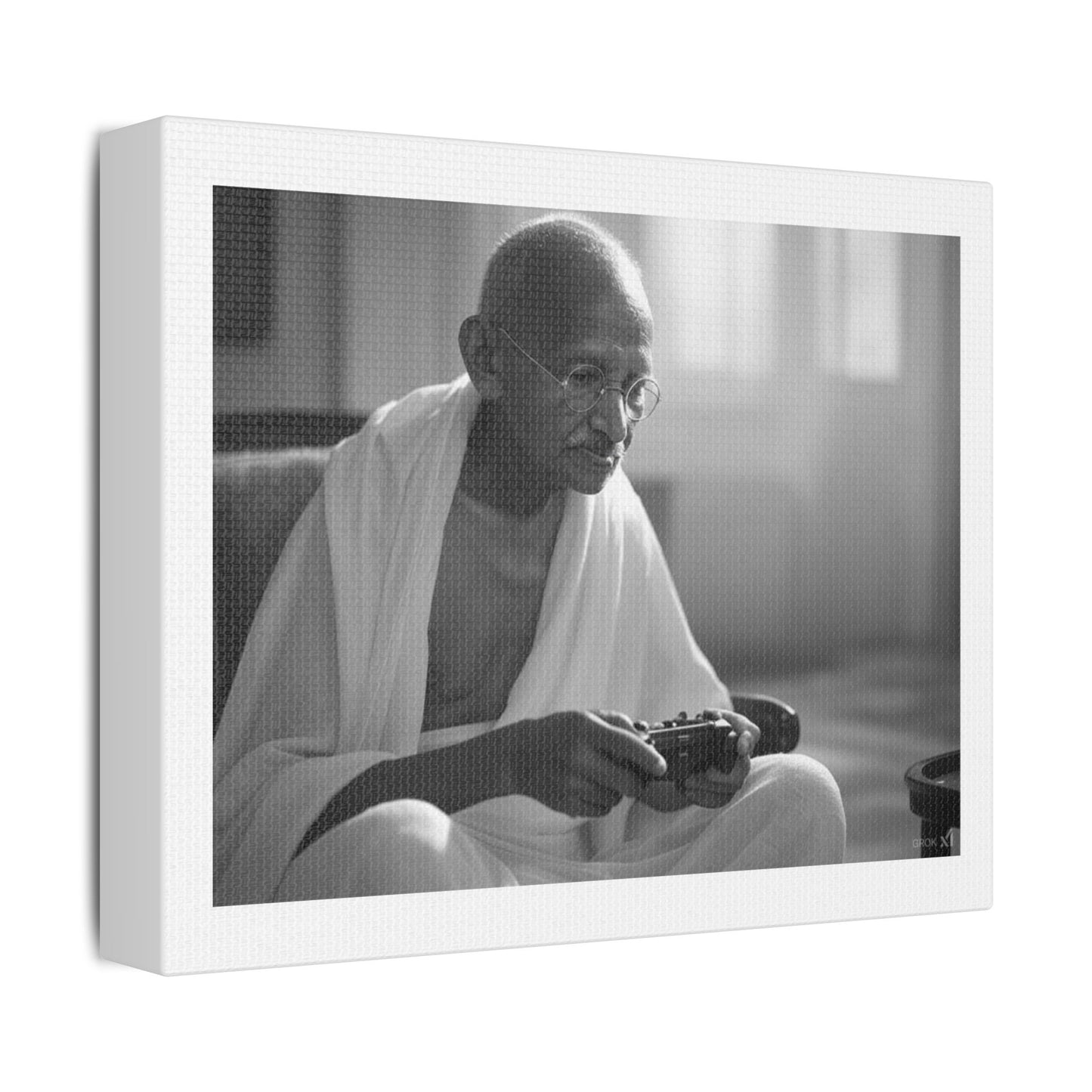 Mahatma Gandhi Remixed for the 21st Century, Art Print 'Designed by AI', on Canvas