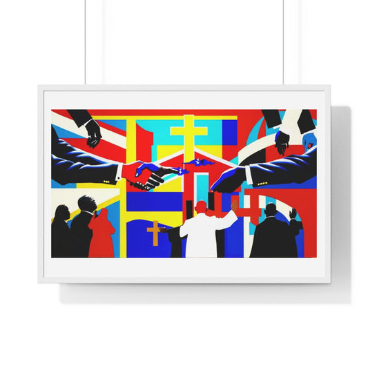 Emancipating Power: Politics and Religion Cartoon Art 'Designed by AI' Framed Art Print