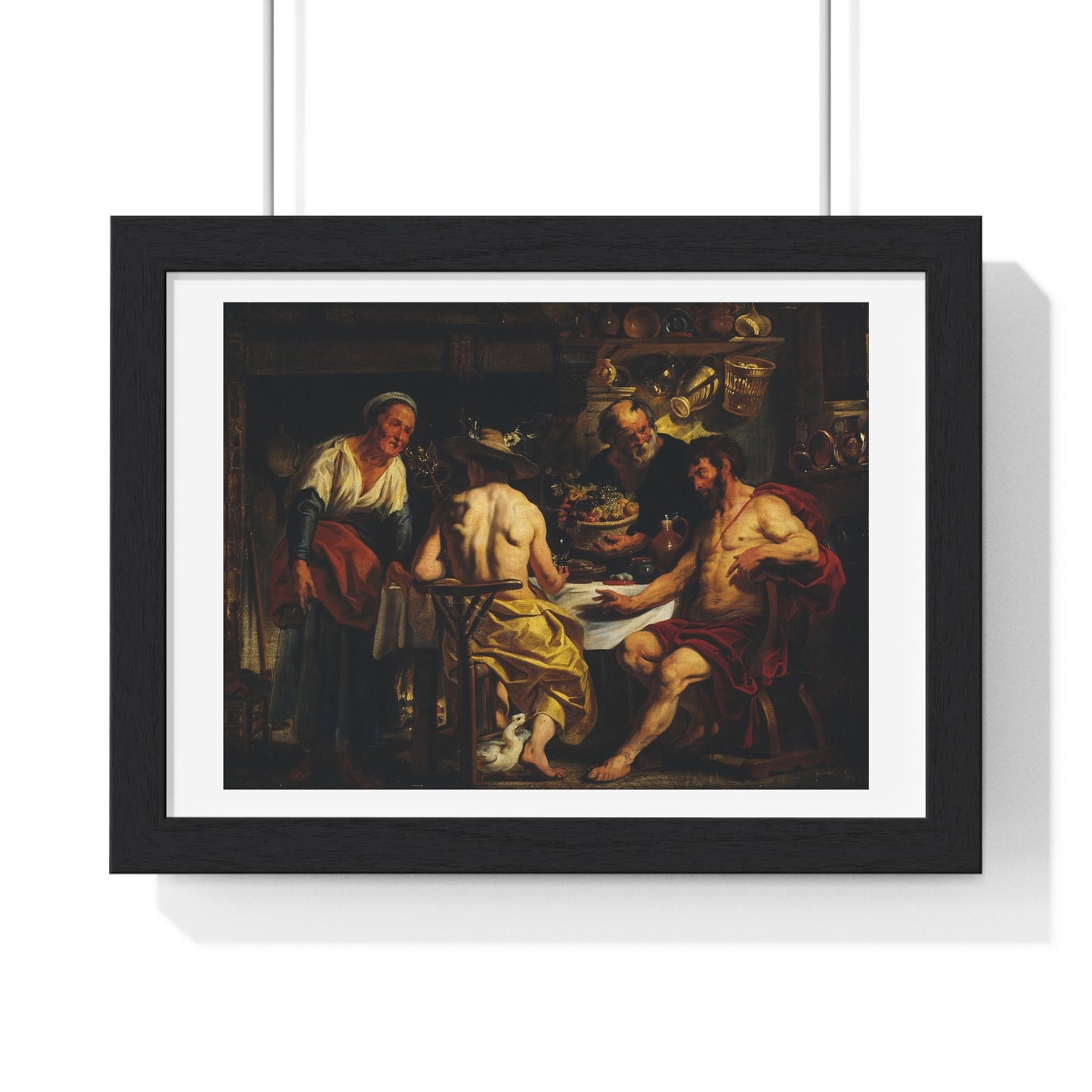 Jupiter and Mercury Visiting Philemon and Baucis (1645 - 1650) by Jacob Jordaens, from the Original, Framed Art Print