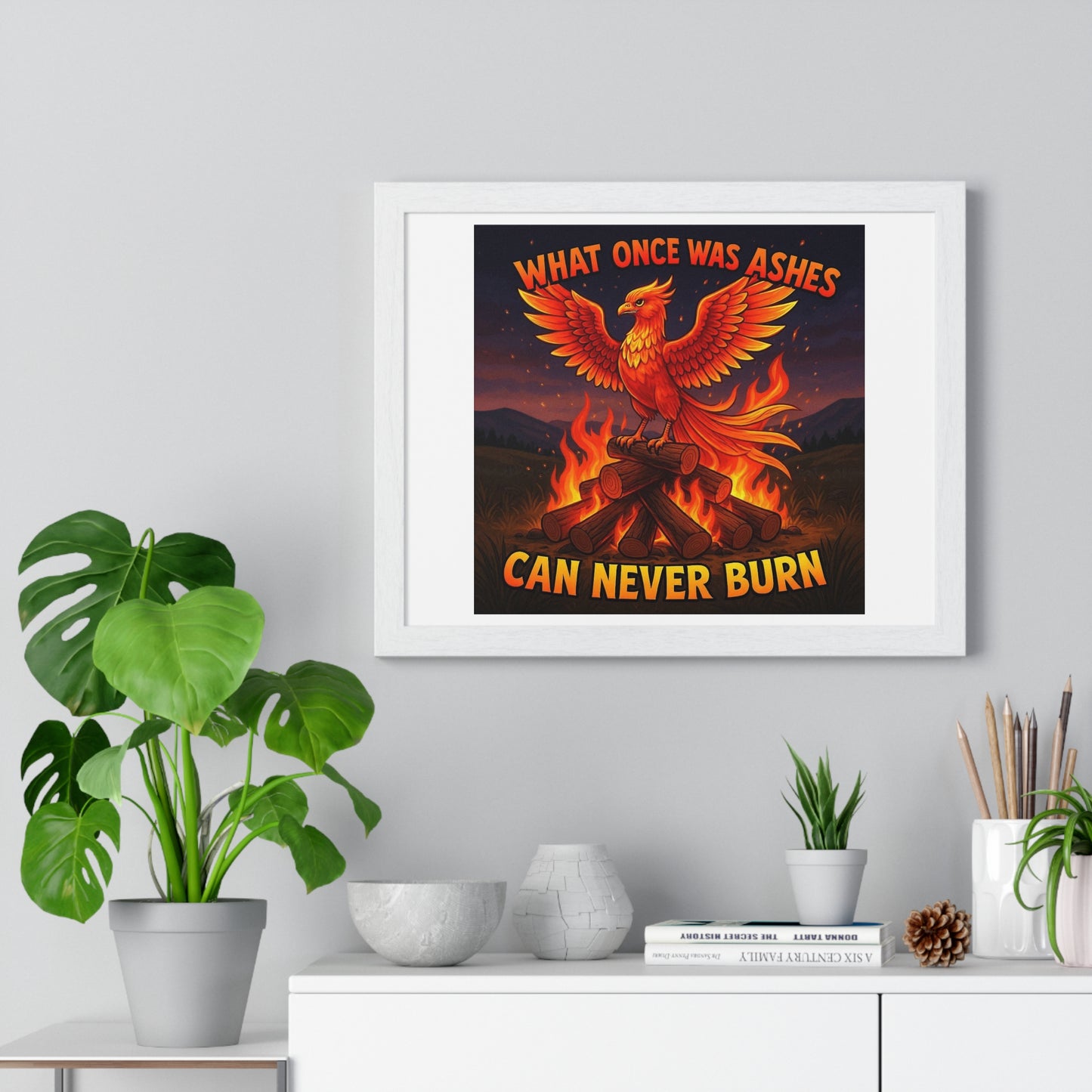 What Once Was Ashes, Can Never Burn, Cartoon Art, Framed Print