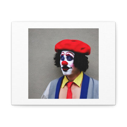 Sir Keir Starmer as a Sad Clown with Beret 'Designed by AI' Art Print on Canvas