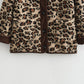 Vireous Leopard Print Women's Loose Lamb Wool Coat