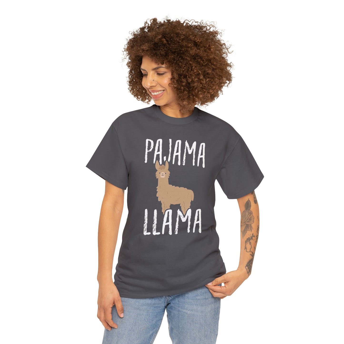 Pyjama Llama Heavy Cotton T-Shirt Quirky Women's Men's