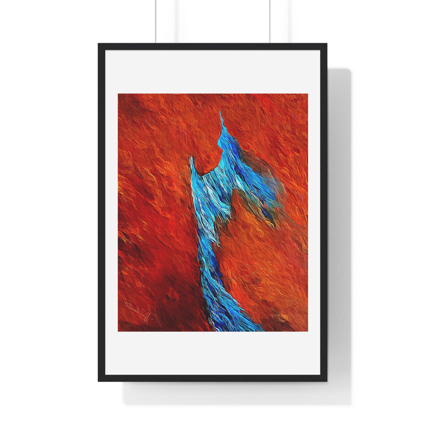 Flame and Flow, Abstract Art 'Designed by AI', Framed Print