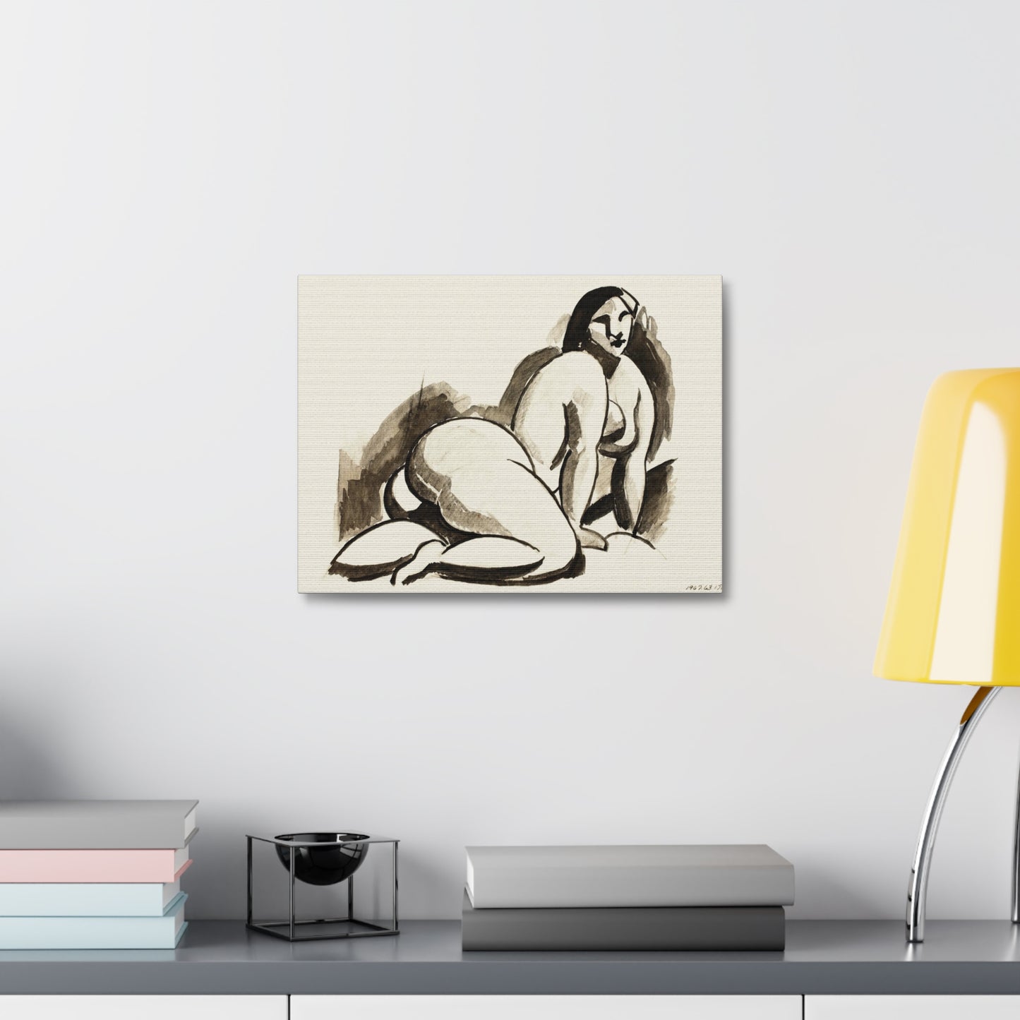 Female Nude by Carl Newman Art Print on Satin Canvas, Stretched