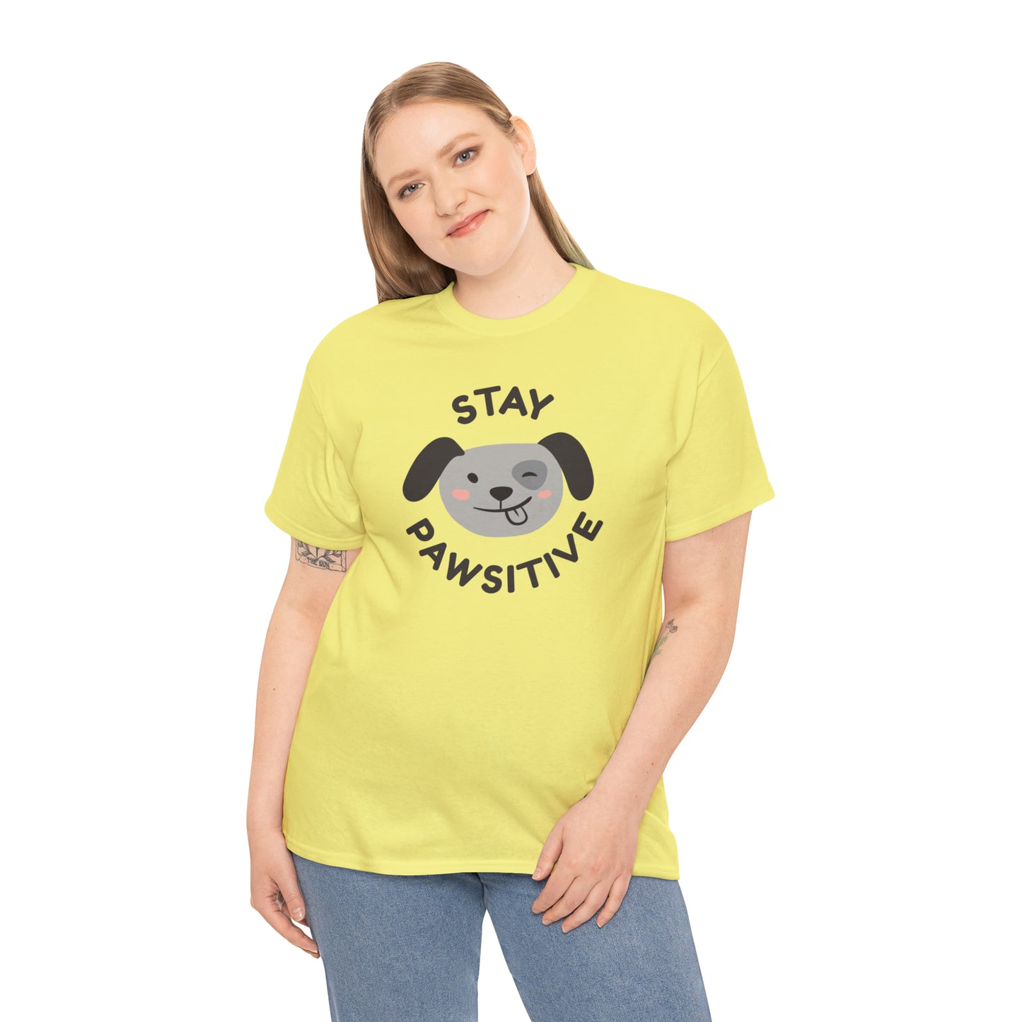 Stay Pawsitive Dog Lover's Cotton T-Shirt