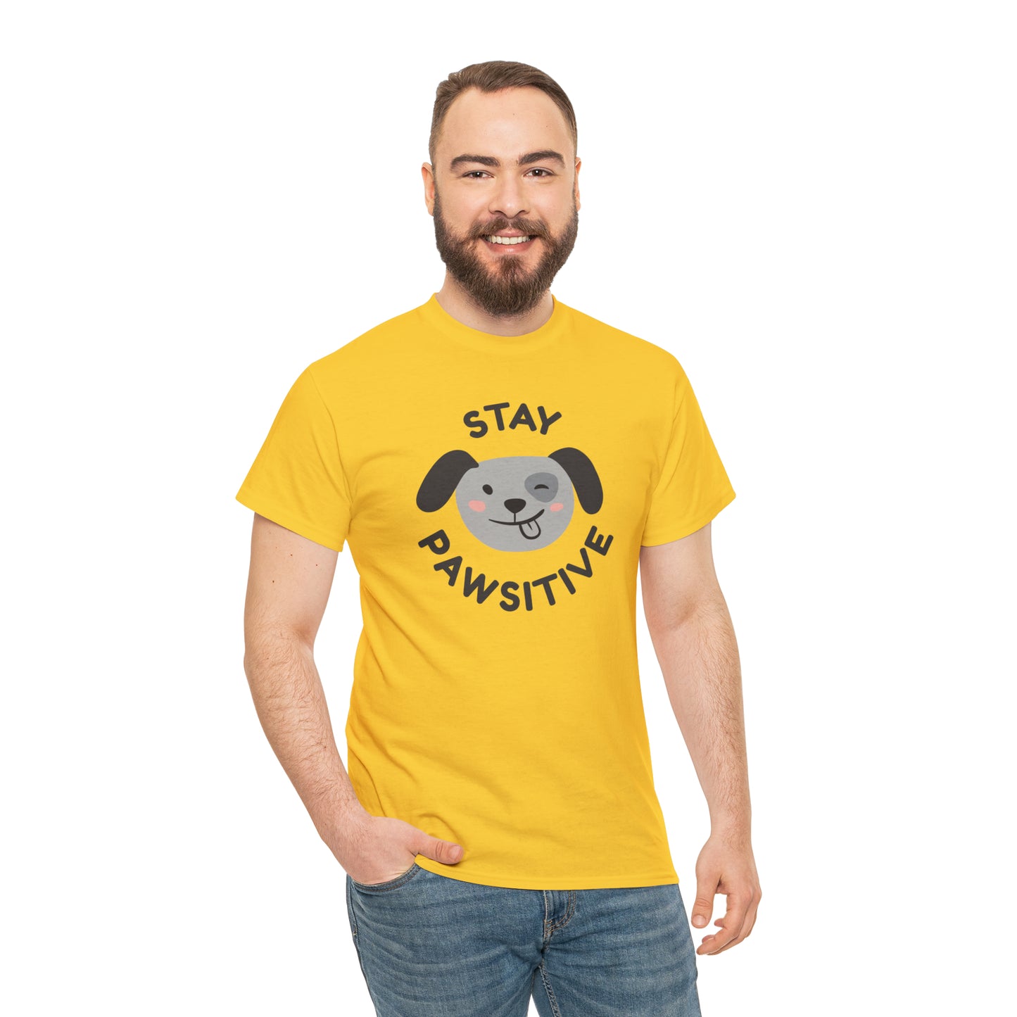 Stay Pawsitive Dog Lover's Cotton T-Shirt