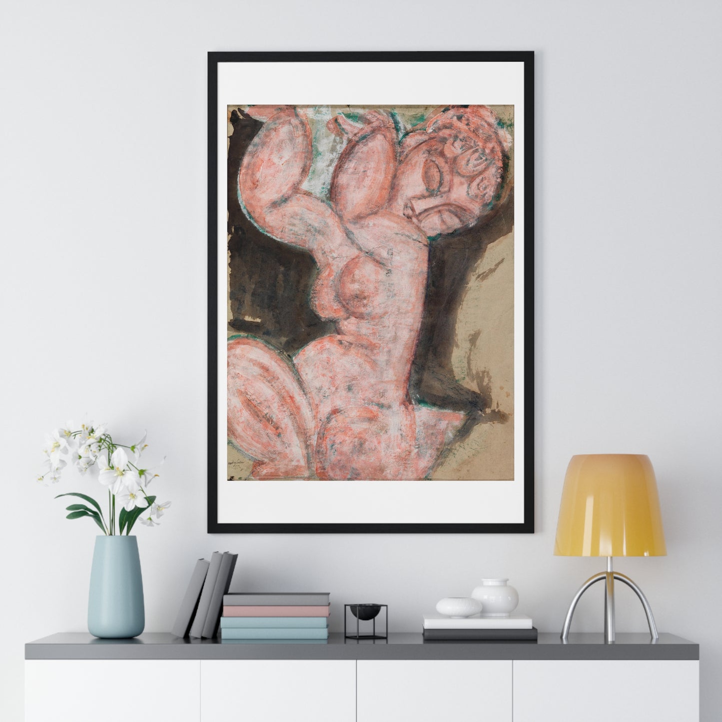 Pink Nude (1914-1915) by Amedeo Modigliani, from the Original, Framed Art Print