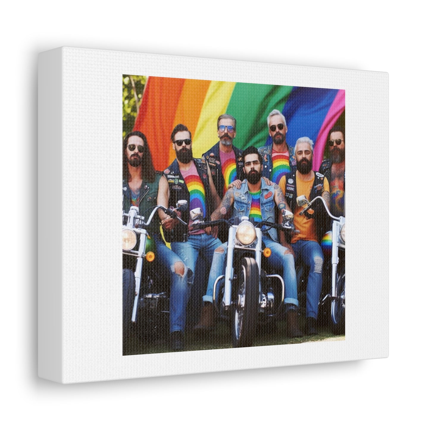 Group of Guys Who Ride Bikes and Use Words Like Hipster Trendy and Brother 'Designed by AI' Art Print on Canvas