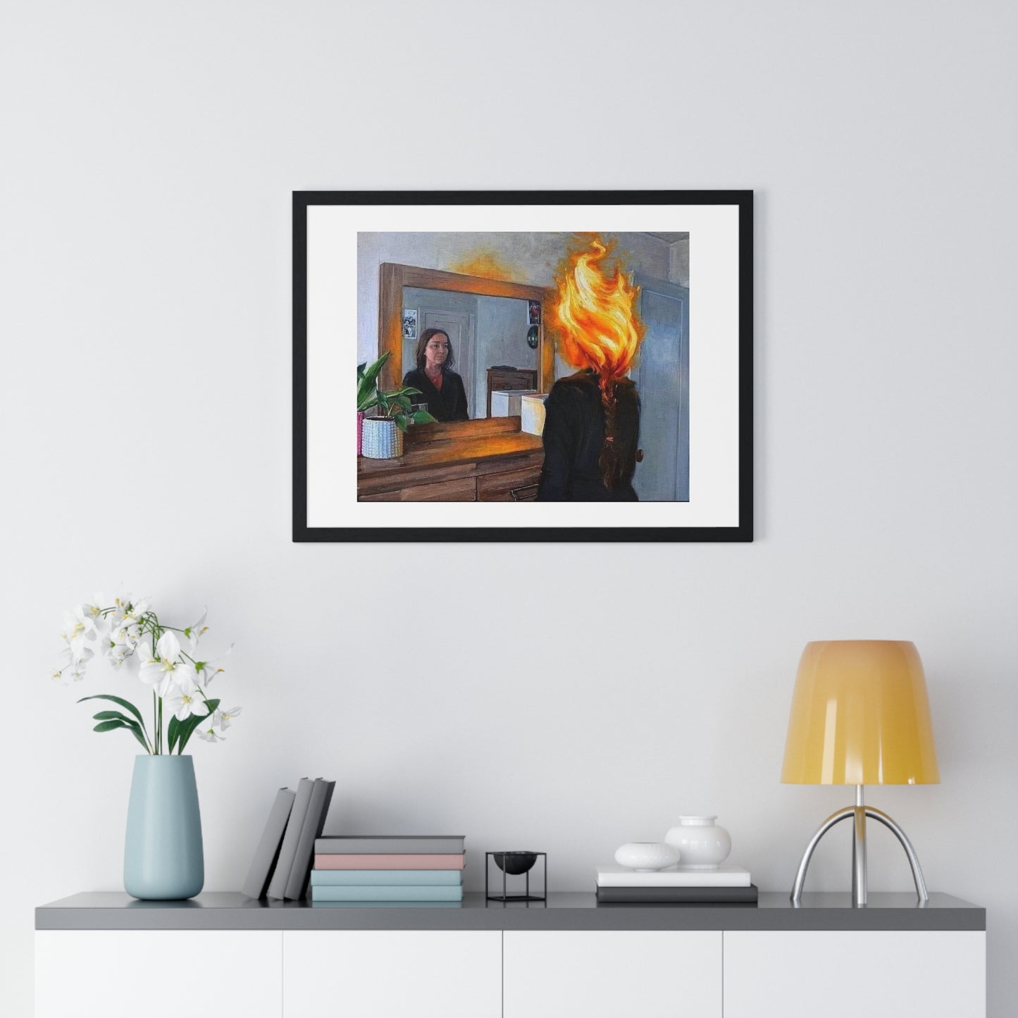 Fire in the Mind, Abstract Art 'Designed by AI', Framed Print