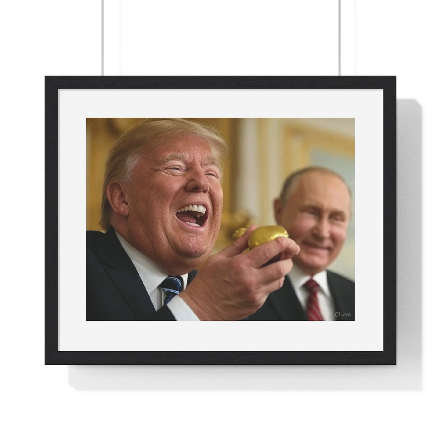 Putin, Trump and the Legend of the Golden Egg II, Abstract Art 'Designed by AI' Framed Print