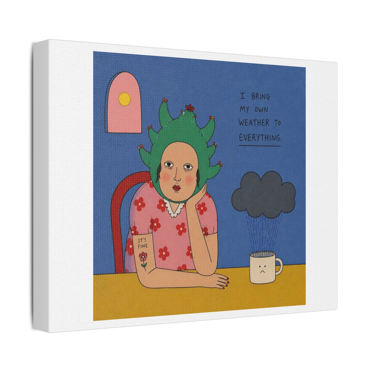 It's Fine V, Cartoon Art Print on Canvas