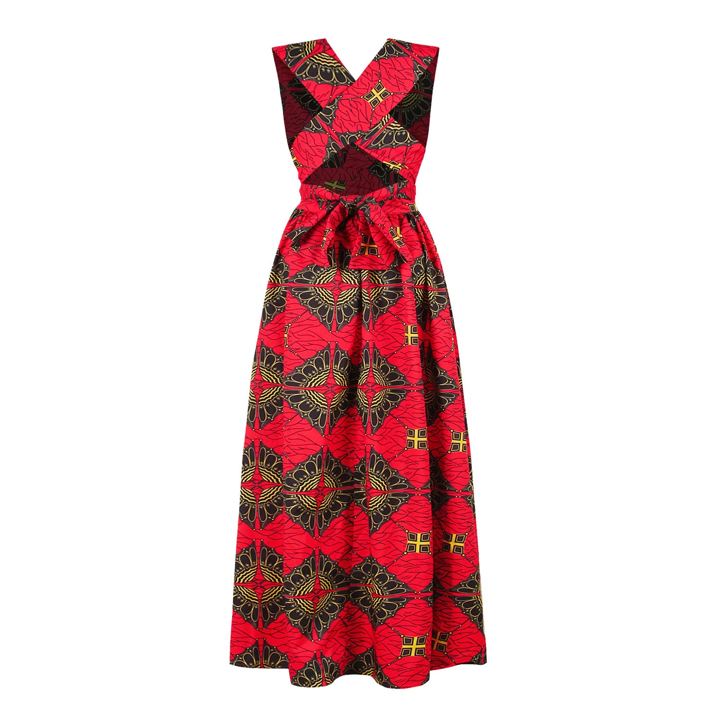 African and Geometric Print Maxi Dress