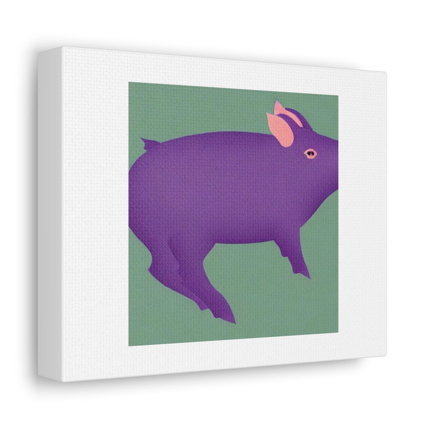 Flying Pig Purple 'Designed by AI' Art Print on Canvas