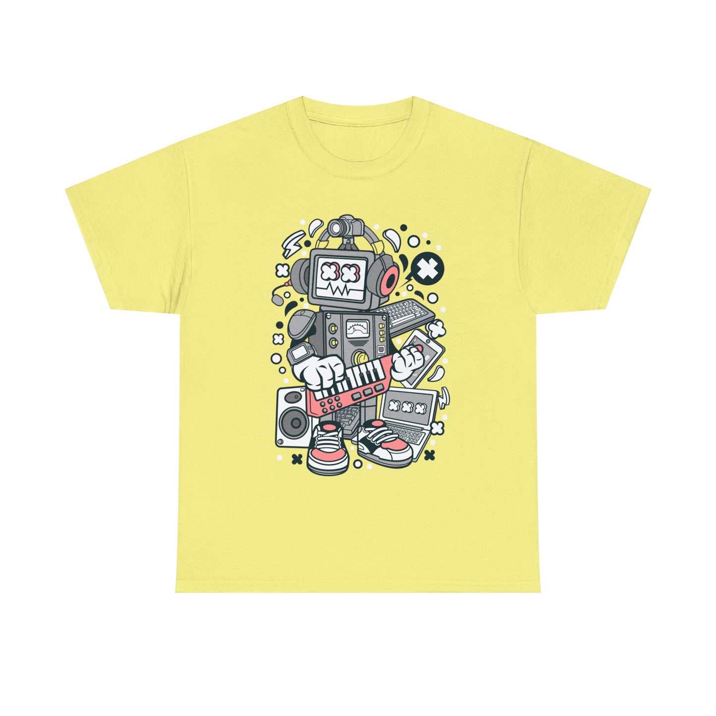 Robot Music Machine Cartoon T-Shirt