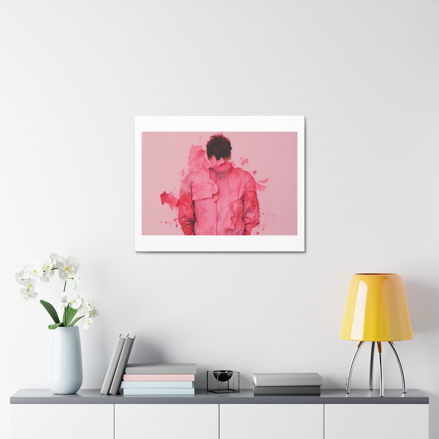 Altered Man Pink Break Up Abstract Painting 'Designed by AI' Art Print on Canvas