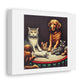 Dogs Playing Poker With Cats, Pointillism Art Print 'Designed by AI' on Canvas, Stretched