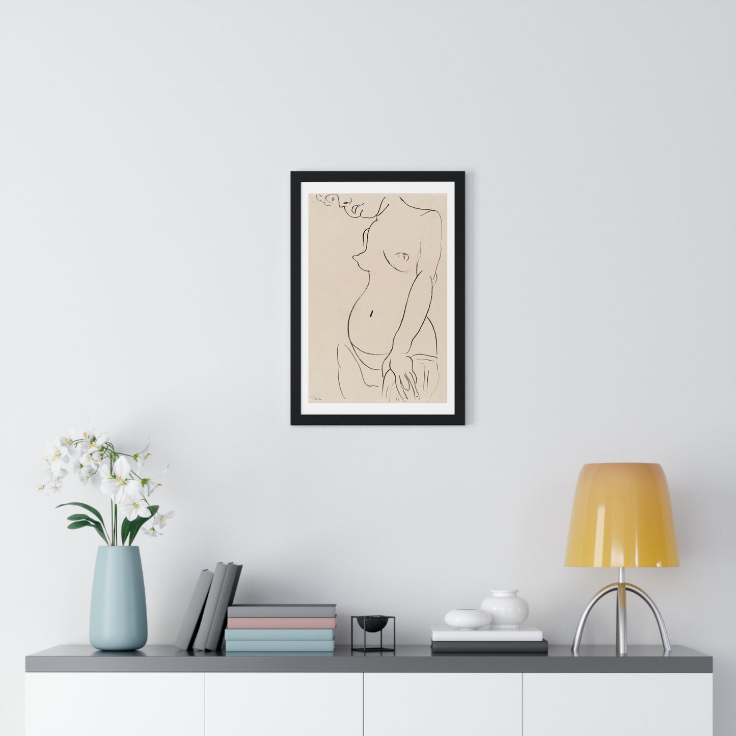 Nude Three Quarters, Part of Head Cropped (1913) by Henri Matisse from the Original, Framed Art Print