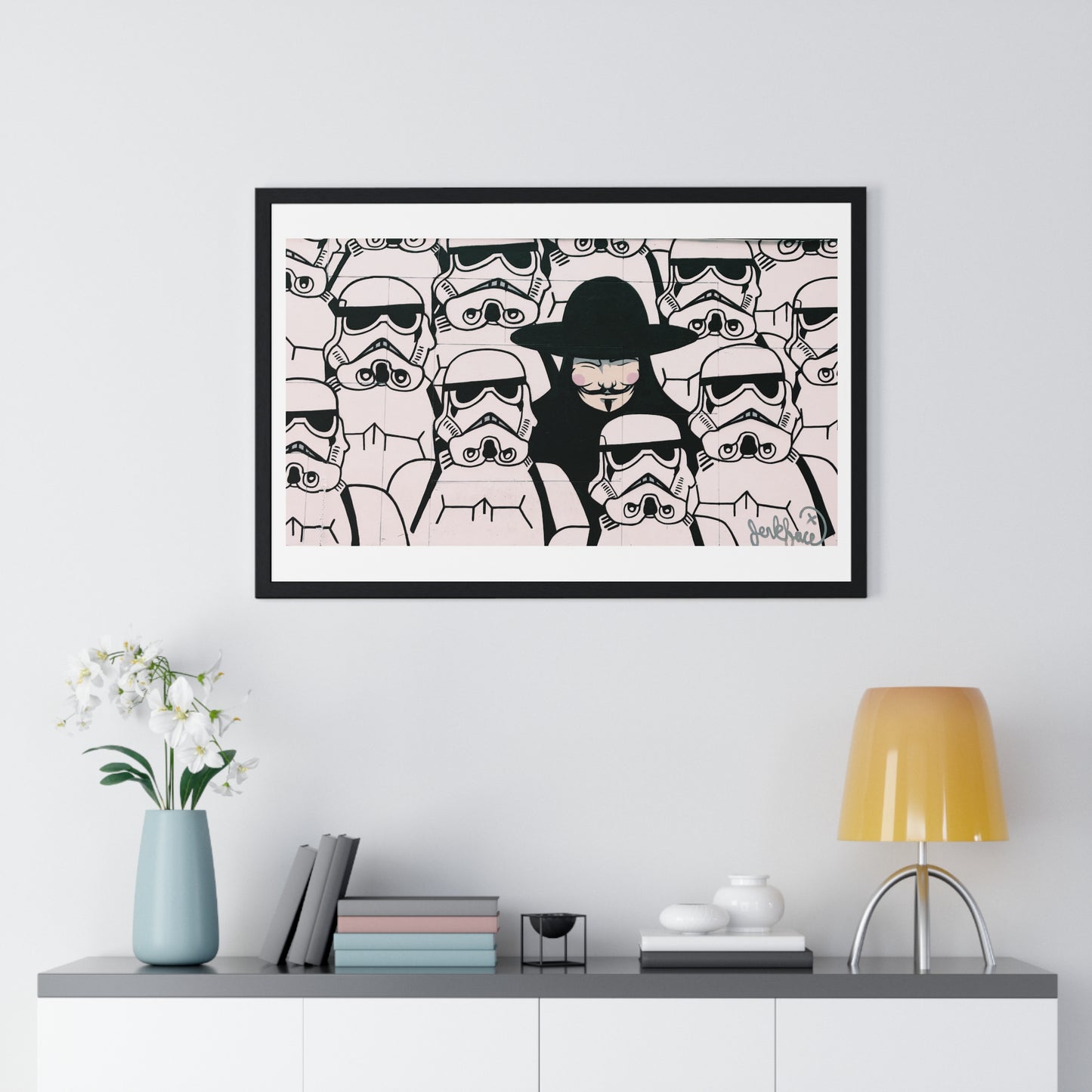 Mural Art: Stormtroopers and Vendetta Character (2017) from the Original, Framed Print