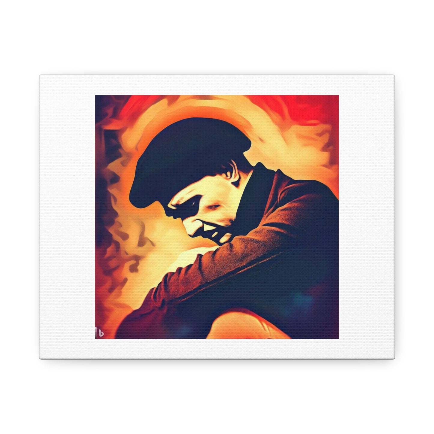 Depressed Jazz Beret Poster Art 'Designed by AI' Art Print on Canvas