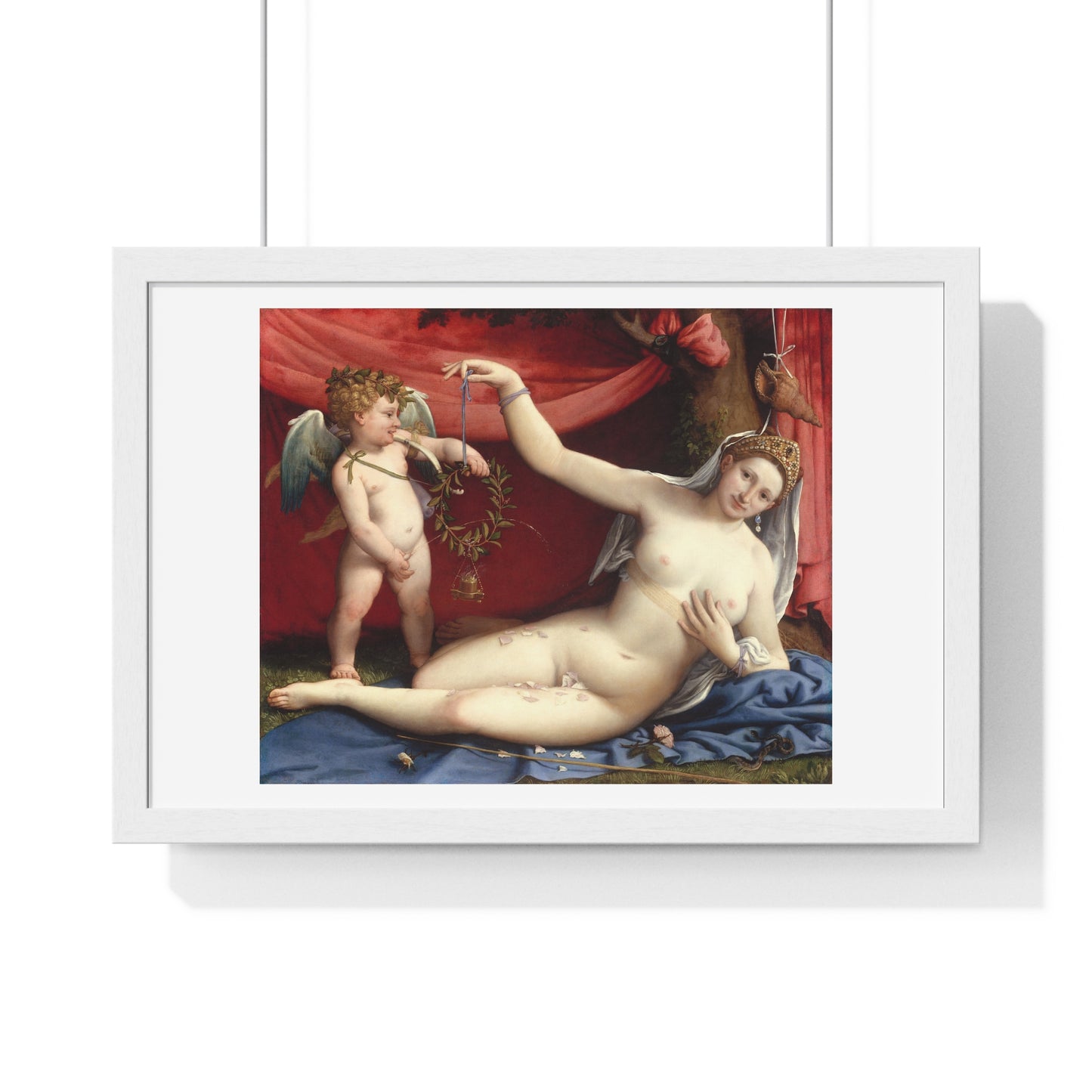 Venus and Cupid (1520s) by Lorenzo Lotto, from the Original, Framed Art Print