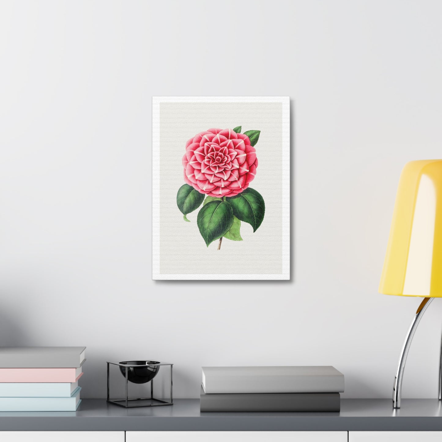 Hand Drawn Red Camellia, Art Print from the Original on Canvas