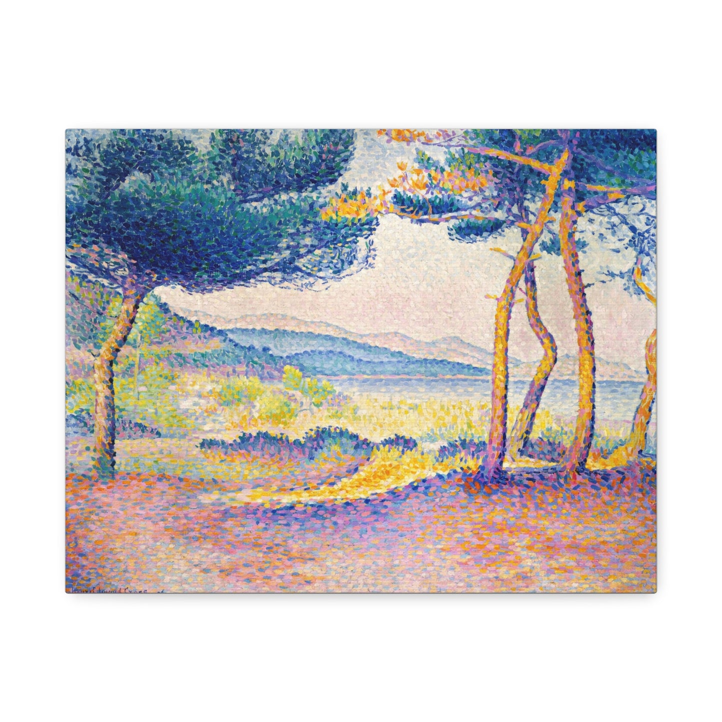 Pines Along the Shore (1896) by Henri-Edmond Cross, Art Print from the Original on Canvas