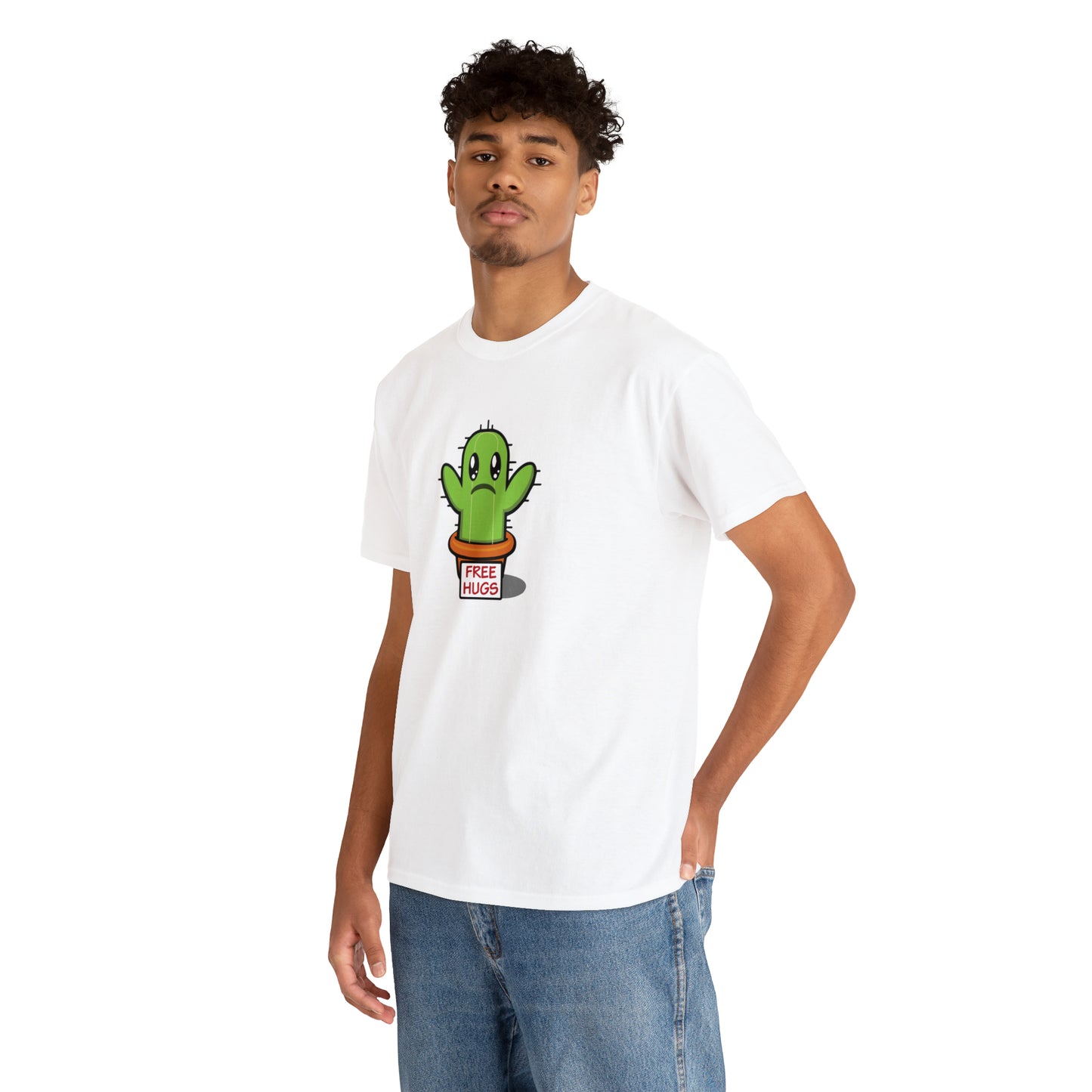 Free Hugs Sad Cactus Design T-Shirt