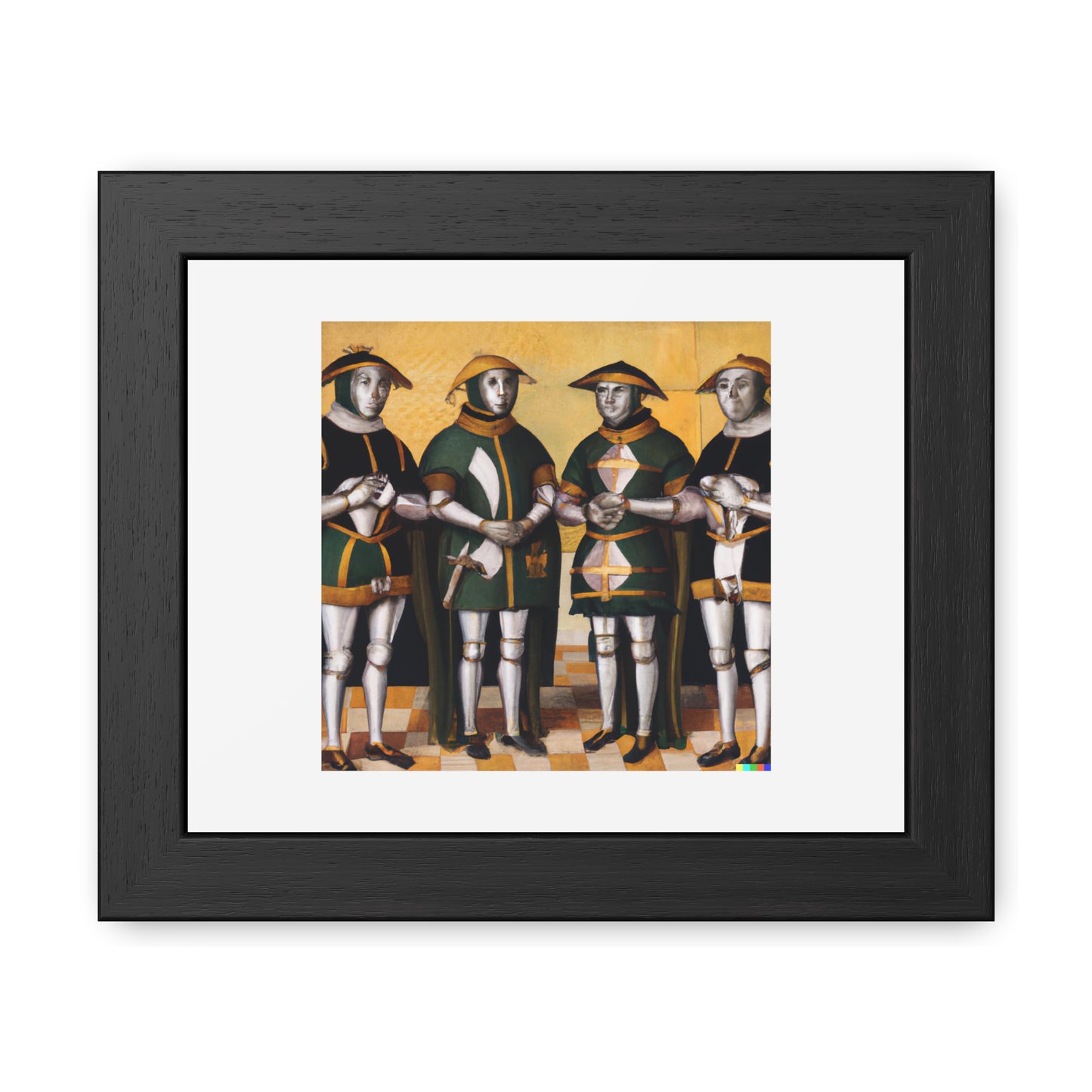 The Ambassadors As Robots In The Style Of Hans Holbein II 'Designed by AI' Framed Print