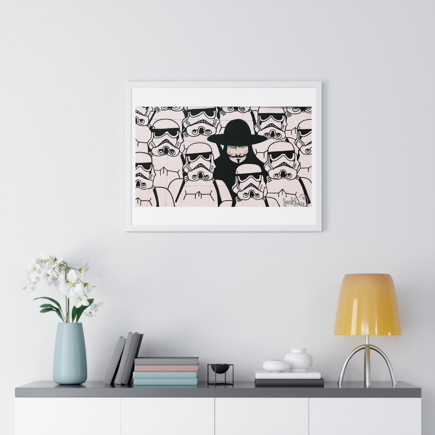 Mural Art: Stormtroopers and Vendetta Character (2017) from the Original, Framed Print