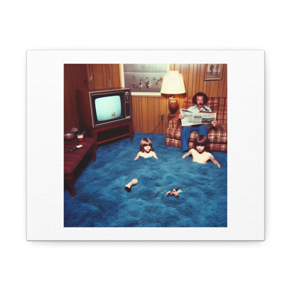 Family and Mega 1980's Shag Pile Carpet 'Designed by AI' Art Print on Canvas