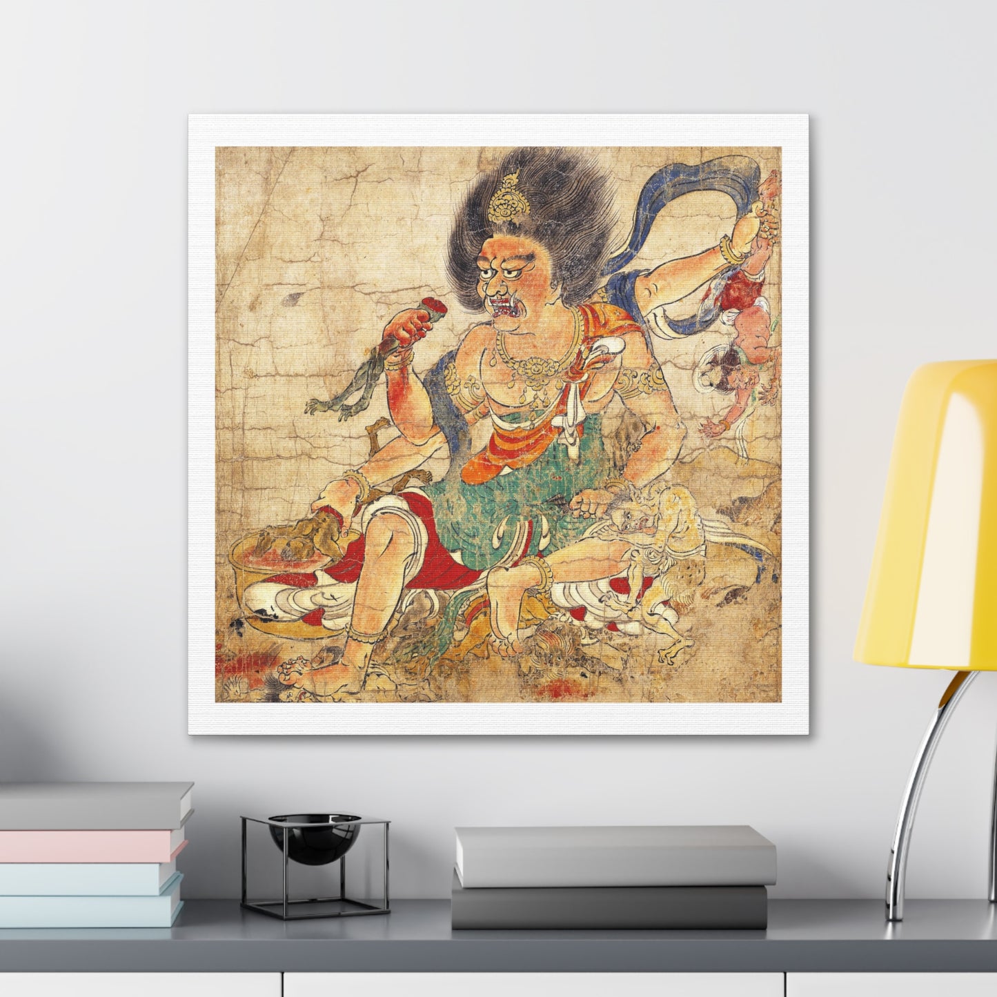 Japanese Antique Scroll: Tenkeisei, God of Heavenly Punishment, Extermination of Evil, Canvas Art Print from the Original