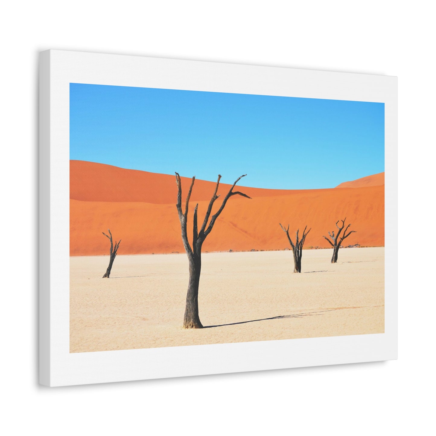 Dead Tree on Desert Illustration, Art Print on Satin Canvas