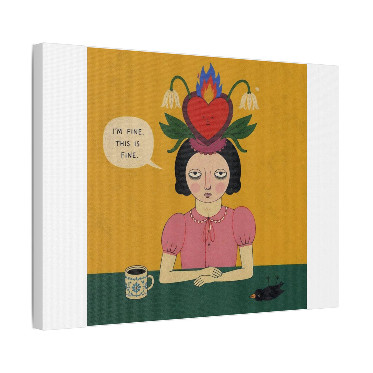 I'm Fine, Cartoon Art Print on Canvas