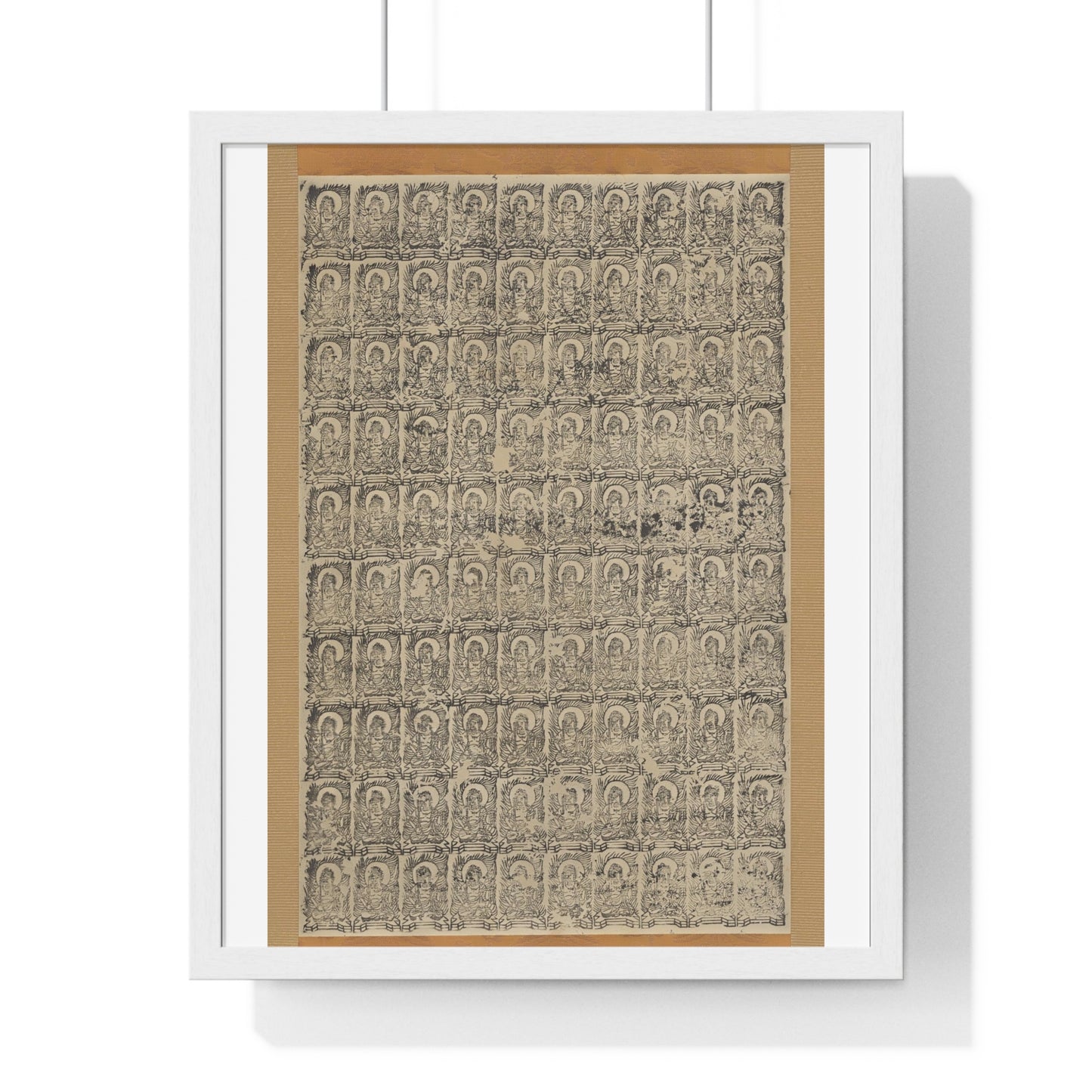 Stamped Images of the Wisdom King Fudō (Acala), Antique Japanese Scroll, from the Original, Framed Art Print