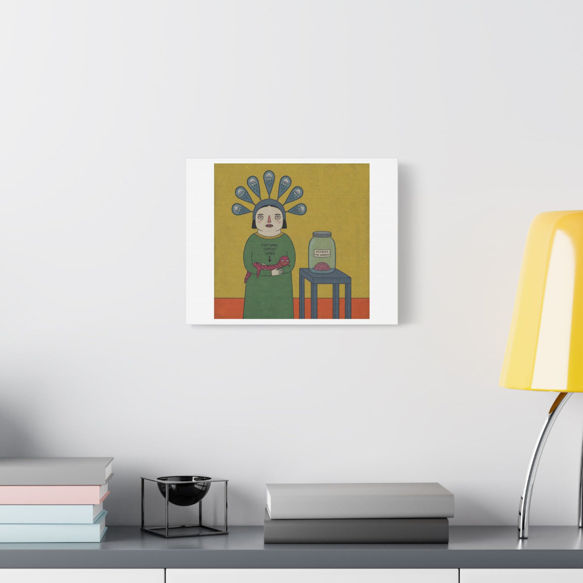Reserved for Worries, Cartoon Art Print on Canvas
