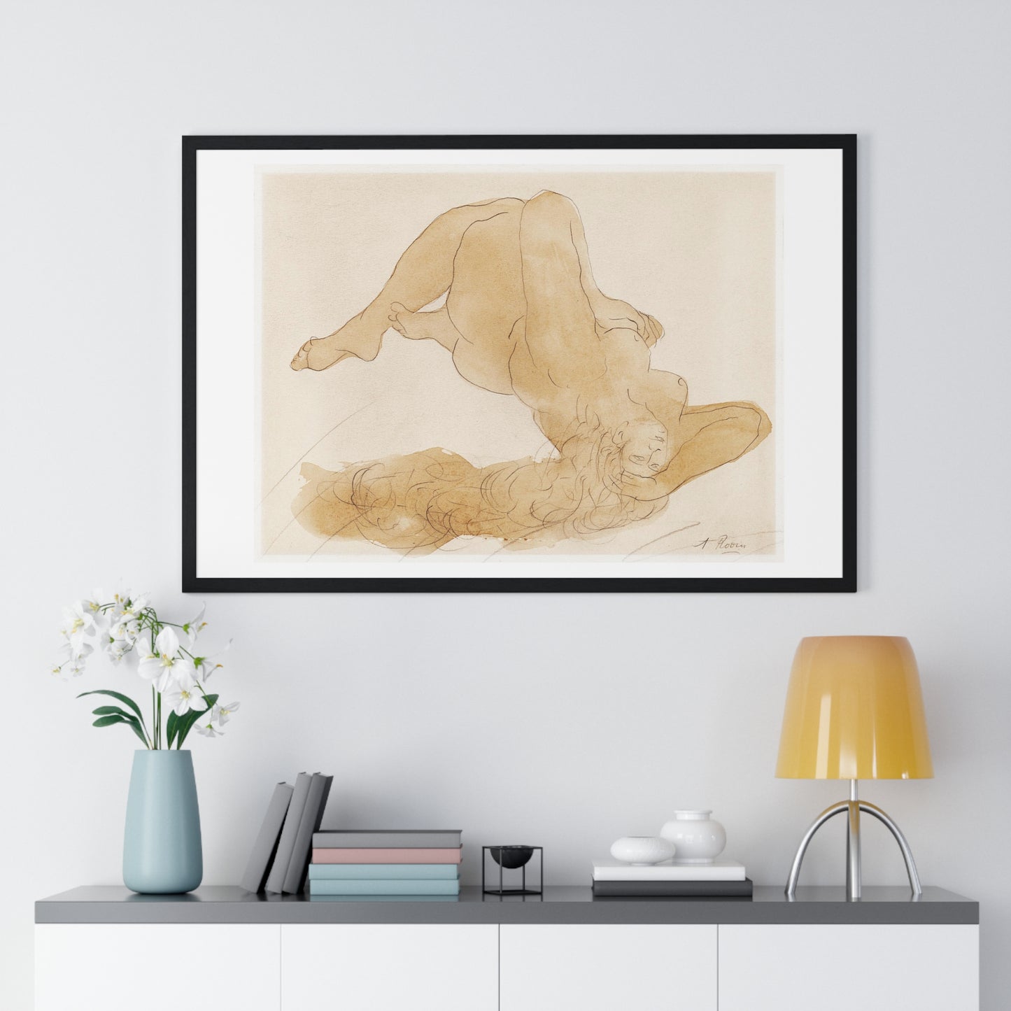 Nude by Unknown, Forgery of Auguste Rodin (1840–1917), from the Original, Framed Art Print